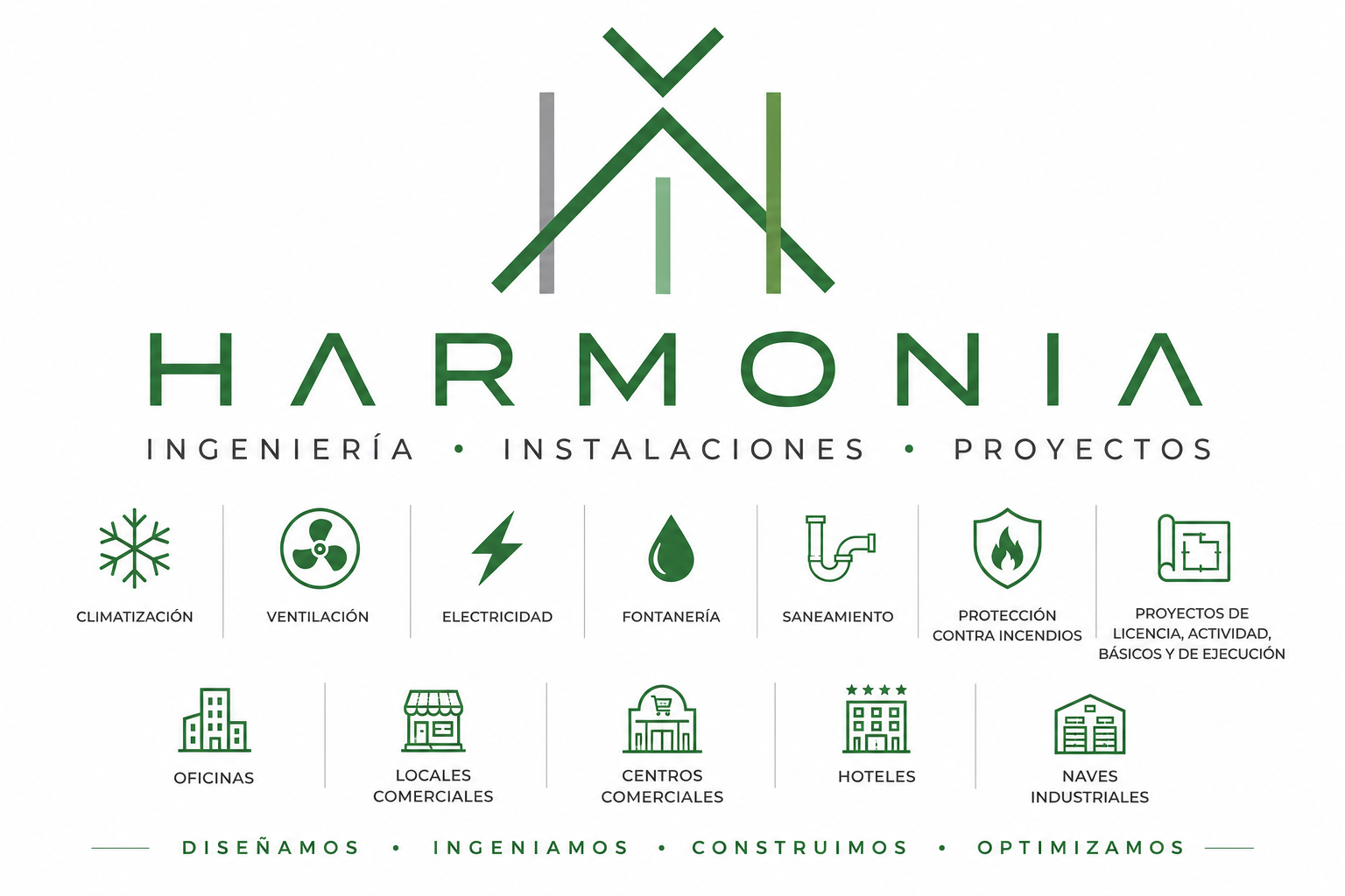 Especialidades de ingeniería de instalaciones de Harmonía Ingenieros